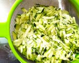 A picture of step 2 of Greek Zucchini Fritters "Kolokythokeftedes" 🇬🇷 💛❤️💛❤️💛❤️💛❤️💛.