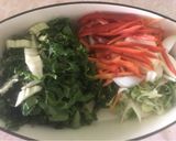 Foto del paso 1 de la receta: Dumpling de Coll relleno de pollo y vegetales cocidos al vapor en crema mutabal con ensalada