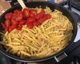 Une image de l'étape 12 de Macaronis au gorgonzola,bacon et tomates cerises façon one pot pasta.