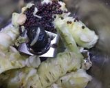 A picture of step 3 of Bharwa karela.