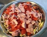 Une image de l'étape 4 de Salade castelfranco aux tomates oignon rose jambon blanc et leicester.