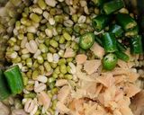 A picture of step 1 of Green Moong sprouts and Paneer tikki.