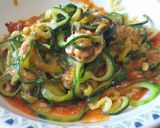 A picture of step 3 of Zucchini Noodles with Tomato Sauce and Cream Cheese.