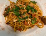 A picture of step 4 of Pan-Fried Spaghetti with Canned Mackerel.