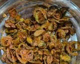 A picture of step 3 of Kaju Karela.