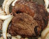 A picture of step 1 of My Well done Peppered Ribeye Steak with onions.