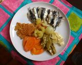 Foto del paso 5 de la receta Sardinillas en escabeche con verduras y torta de garbanzo