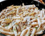 Tejszínes - gombás tészta fokhagymával 🥛🍄🍜🧄🍜🍜 recept fázis 6 fotója
