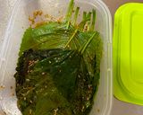 A picture of step 2 of Perilla leaves pickled with soy sauce.