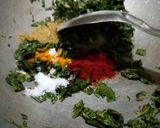 A picture of step 2 of Green amarnath sabji.