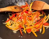 A picture of step 5 of Thai coconut curry with prawns.
