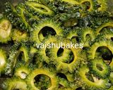 A picture of step 1 of Kaju Karela Subji.
