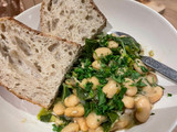 Miso Butter Beans with leeks and spring greens (GF, VG)