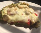 Foto del paso 5 de la receta: Tarta de brócoli y zanahoria rellena de pollo (sin harina)