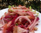 รูปขั้นตอนการทำที่ 4 ของ ยำบีทรูท ฟักแม้วหมูกรอบ Beetroot Chayote Crispy Pork Spicy Salad