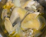 Hình bước làm 1 của món Cháo gà đậu xanh - gỏi bắp cải 🐓