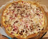 Une image de l'étape 5 de Quiche aux pleurotes, jambon, chèvre.