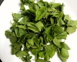 A picture of step 1 of Thankuni Pata Diye Musurir Dal (Centella Leaves Cooked with Red Lentils - Bong Style).
