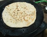 A picture of step 6 of Muli de parathe with batter and dahi.
