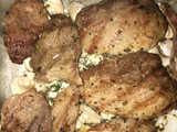 Cerdo horneado con champiñones