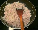 A picture of step 1 of Noodles with Pork and Century Egg Sauce.