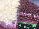 Rainbow cake 4 telur (no oven)