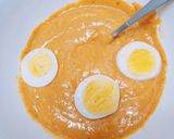 A picture of step 2 of Egg pkoda.