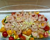 Фото кроку 2 до Часникові креветки, запечені з фетою та овочами🍤.