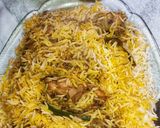 A picture of step 8 of Achari Chicken Biryani.