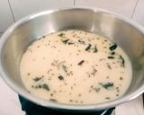 A picture of step 4 of Tasty masaledar Kadhi pakoda with phulka roti for Gujarati dinner.