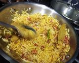 A picture of step 6 of Moong pulav.