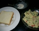 A picture of step 3 of Aaloo toast.