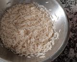 A picture of step 1 of Achari Egg Biryani.