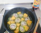 Hình bước làm 3 của món Mướp đắng nhồi thịt bí đỏ