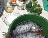 A picture of step 1 of Fried Mojarra with Sautéed Vegetables.