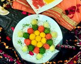 A picture of step 6 of Rangberange ladoo coconut malai ladoo.