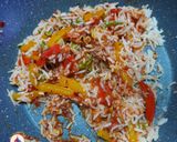 A picture of step 8 of Paneer steak with cherry tomato rice.