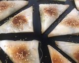 A picture of step 10 of Vegetarian Filo Samosas Filled with Four Cheeses and Spinach.