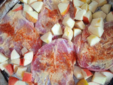 BONDIOLA AL HORNO CON MOSTAZA, MANDARINA, CEBOLLAS Y MANZANAS 🧅🍊🍎🥰😍🍎🧅🍊😍🥰💪💪💪