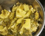 A picture of step 5 of Karela Bharta / karlyache Bharit / bitterguord bharta.