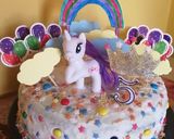 A picture of step 6 of Unicorn Tie Dye Cake.