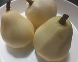 A picture of step 1 of POACHED PEAR and GINGER BREAD.
