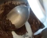 A picture of step 7 of Cookpad special saucy dark chocolate cake.