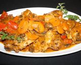 A picture of step 5 of Beer-Braised Chicken Thighs with Mushrooms.