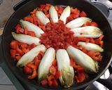 Une image de l'étape 6 de Flan d'endives caramélisées aux tomates, poivron, jambon cru et fromage frais.