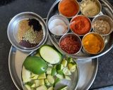 A picture of step 1 of Raw mango sweet sour sabji.