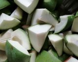 A picture of step 1 of Achari Raw mango.