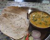 A picture of step 12 of Jowar Bhakri and pithla.