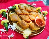 A picture of step 8 of Besan ki burfi.