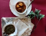 A picture of step 4 of Neer dosa and potatoes with coconut chutney.